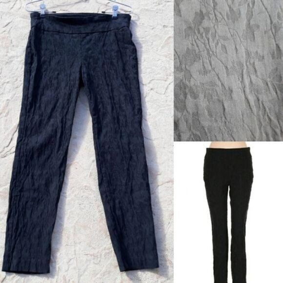 Van Heusen Stretch Extensible Pants Texture Embossed Stretch Cigarette Blk Sz 8S - Picture 2 of 12